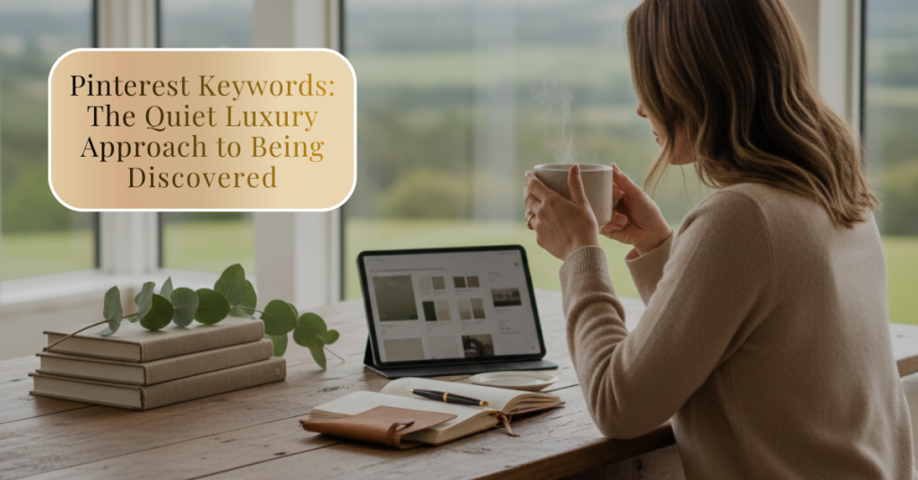 Minimalist quiet luxury workspace with neutral tones and elegant